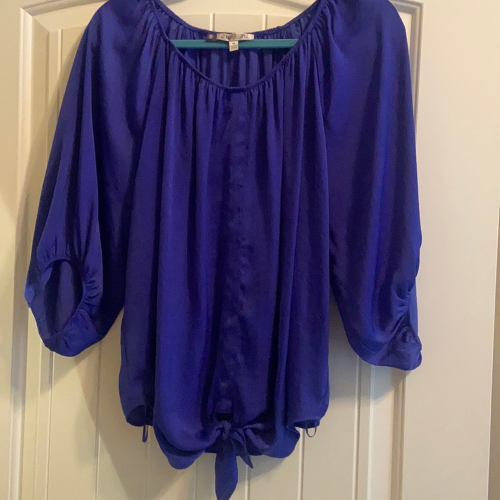 Royal blue blouse, Jennifer Lopez